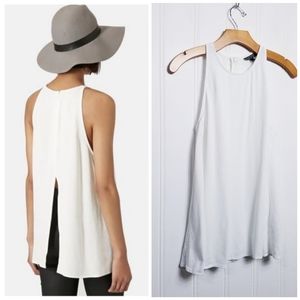 TOPSHOP Milo Split Back Sleevless Top, White 2